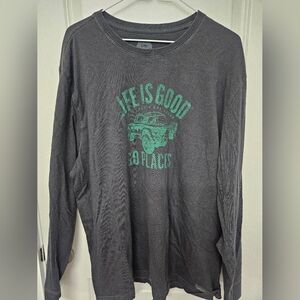 Life Is Good Go Places Jeep Tshirt Sz X-Large Mens Long Sleeve Gray Outdoors